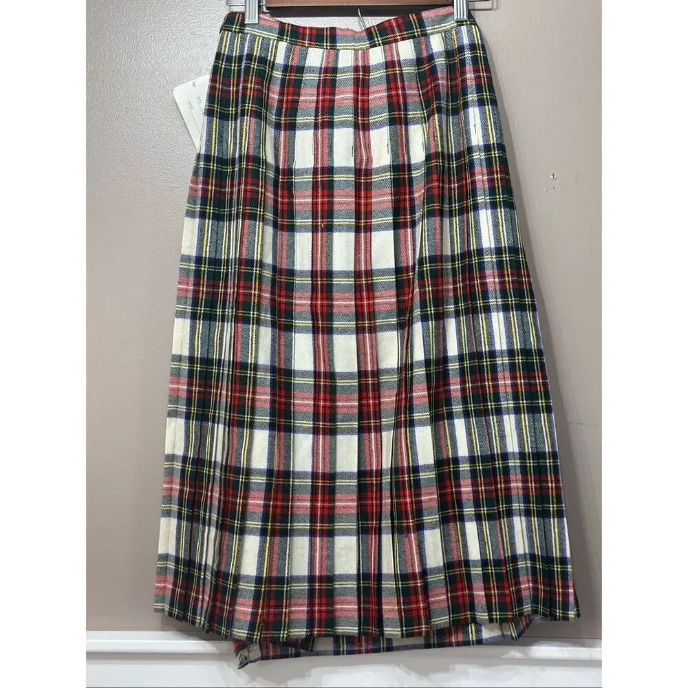 NWT O'neil of Dublin Plaid 100% Pure New Wool Pleated Kilt Women's Size 10
